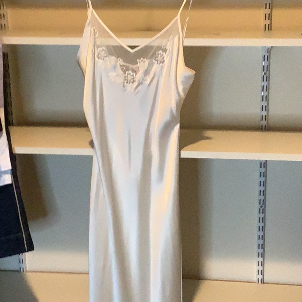 Elegant White Lace Trim Slip Dress